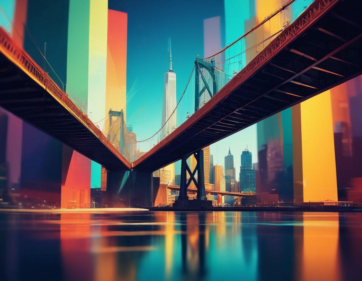 An abstract representation of adult themes interwoven with artistic elements, featuring a blurred cityscape in the background symbolizing artistic expression, layered with surreal, colorful shapes and forms that evoke curiosity and contemplation. Enhance the contrast between light and shadow, illustrating the bridge between adult content and art. vibrant colors. digital art. soft focus.